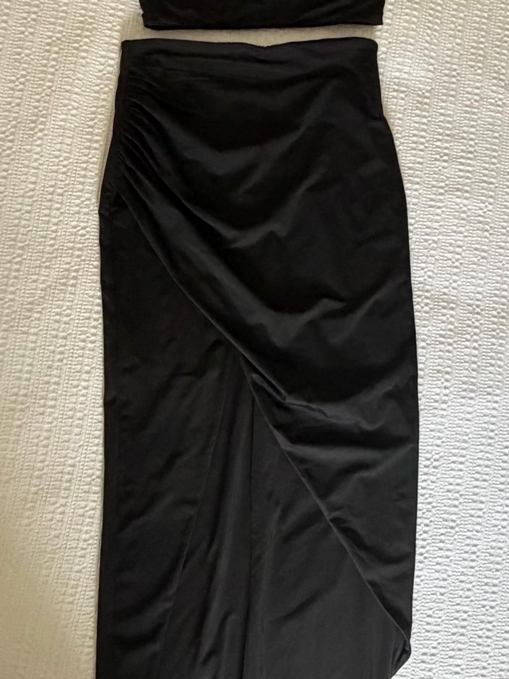 Black Asymmetric Wrap Maxi Skirt With Matching Top